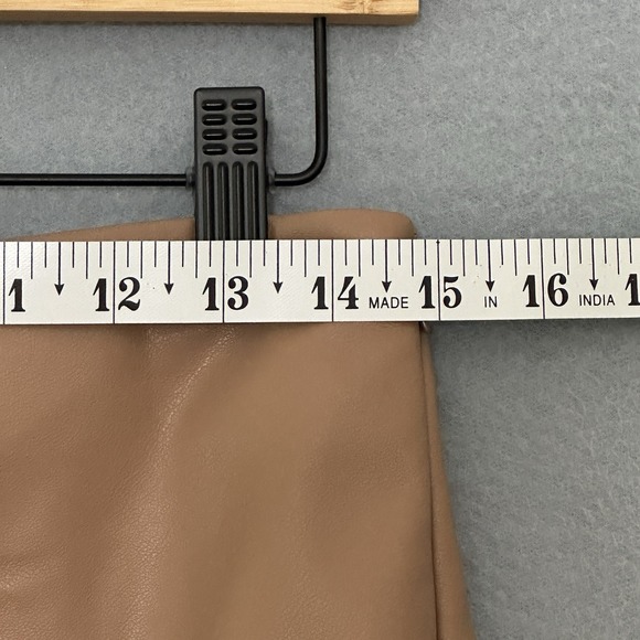 THML Women Skort M Brown Faux Leather Skirt Shorts Boho Western Cowgirl Festival - Picture 6 of 12